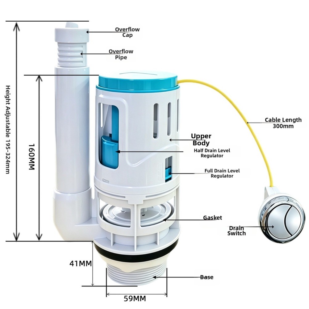 1 Piece Dual Flush Valve Cable - đánh giá và giá Toilet Fill Valve